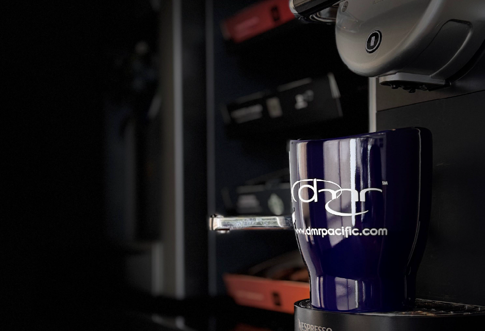 Image of DMR mug in a Nespresso Coffee Machine
